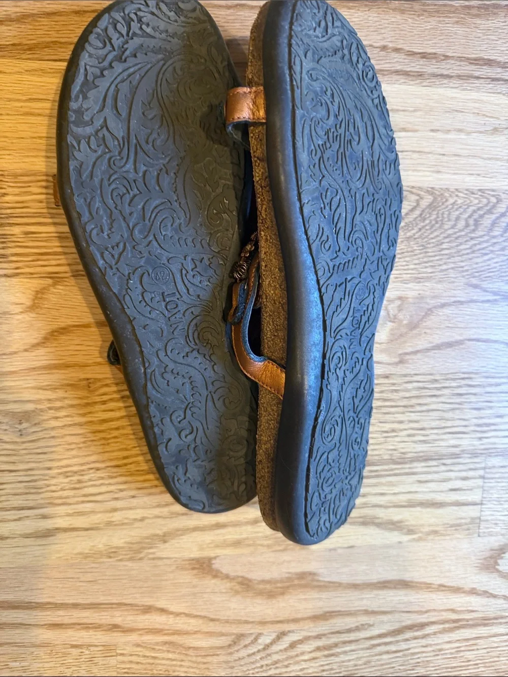 Naot Copper Brown Floral-Stud Double-Strap Slide Sandals